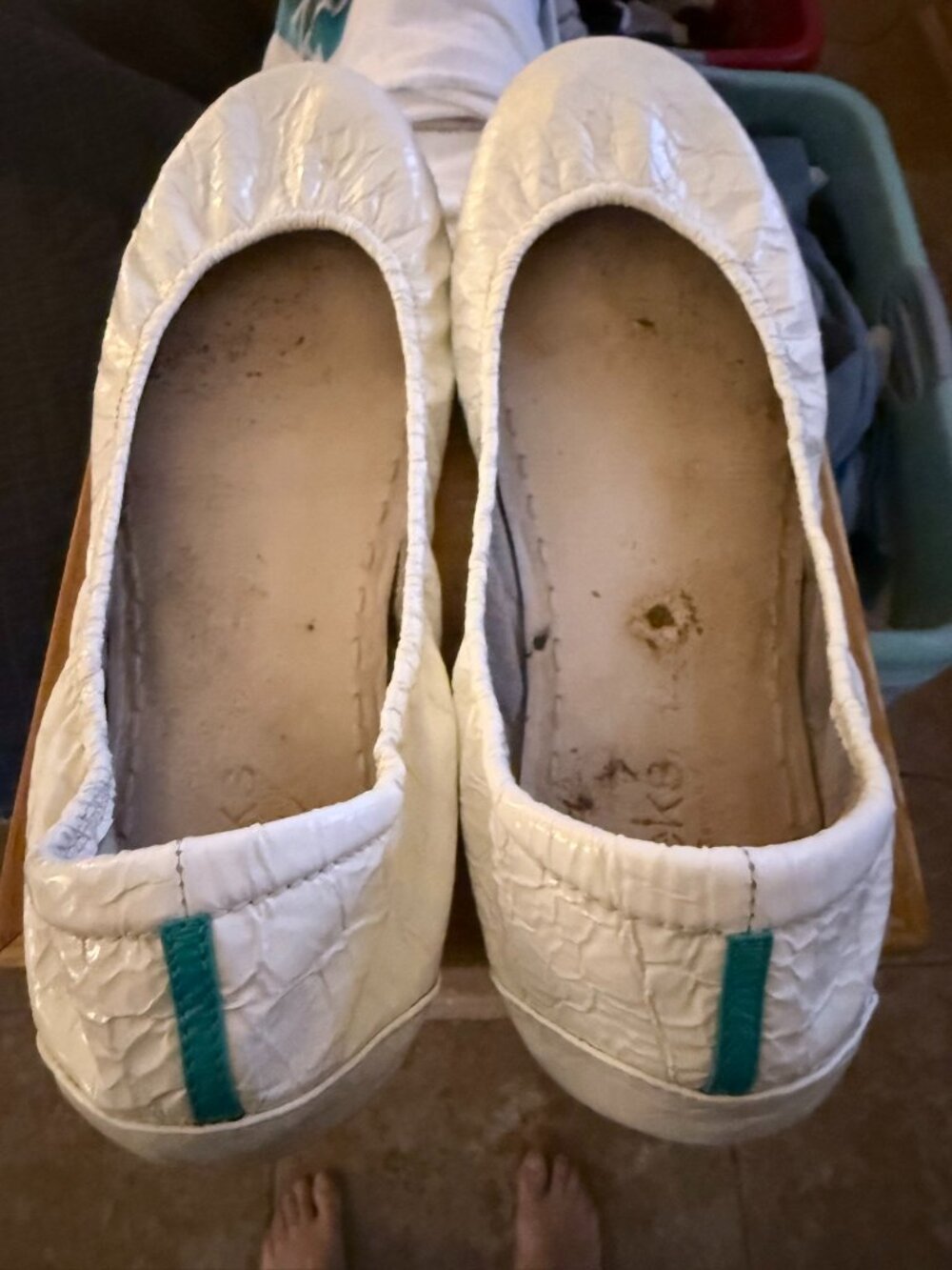 Tieks Diamond White Croc Ballet Flats Women's Size 11